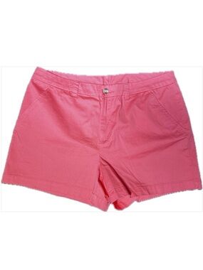 Maison Jules Coral Pink Flat-Front Cotton Blend Chino Shorts Size 14